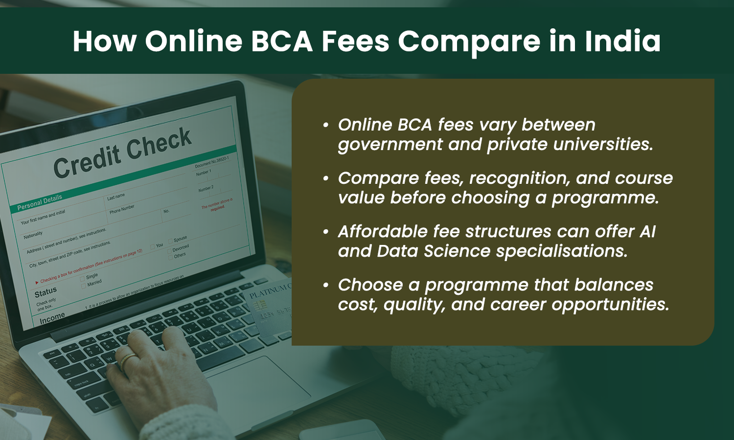Online BCA Fees Compare